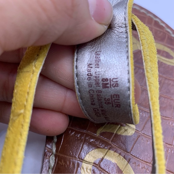 Sam Edelman Gigi Yellow Thong T Strap Flat Sandal Women 8M F12 - Picture 6 of 7
